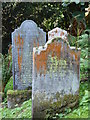 Lichen covered gravestones at St Just in Roseland