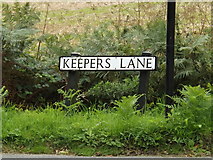 TL9637 : Keepers Lane sign by Geographer