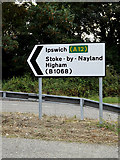 TM0434 : Roadsign on the A12 Ipswich Road by Geographer