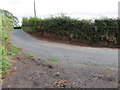 Sharp bend in the road near Brynynyd