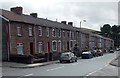 Long row of houses in Pontycymer