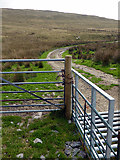 SN7689 : Locked gate on the bridleway to Llechwydd-mawr by John Lucas