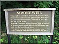 Simone Weil commemorative sign