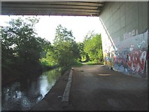 TQ5571 : River Darent beneath the M25 Motorway by Chris Whippet