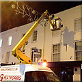 Hanging the Christmas lights, Regent Street, Leamington, 12 November 2013, 9:30pm