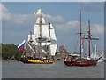 TQ3878 : Tall ships in the Thames by Alan Hunt
