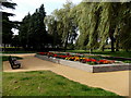 Oakfield Gardens flowerbed and benches, Llantarnam, Cwmbran