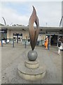 TQ1673 : Sculpture outside Twickenham Station by Paul Gillett