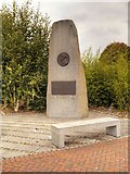 SJ7996 : Trafford Park Village, The Memorial to Marshall Stevens by David Dixon
