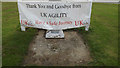 TL5687 : UK Agility sign at Littleport Sports And Leisure Centre entrance by Geographer
