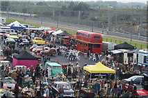 TQ3884 : Looking down into the Classic Car Boot Sale from the walkway leading into the Olympic Park #5 by Robert Lamb