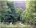 Sheffield road A630 bridge over former railway line now a cycle track