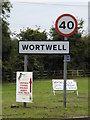 TM2885 : Wortwell Village Name sign on High Road by Geographer