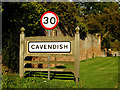 Cavendish Village Name sign on the A1092 Stour Street