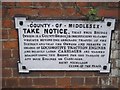 Old sign on Pymmes Brook bridge, Green Lanes