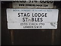 TQ2172 : Sign for Stag Lodge Stables. Roehampton by David Howard