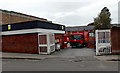 Royal Mail lorry reversing into Devizes Delivery Office yard