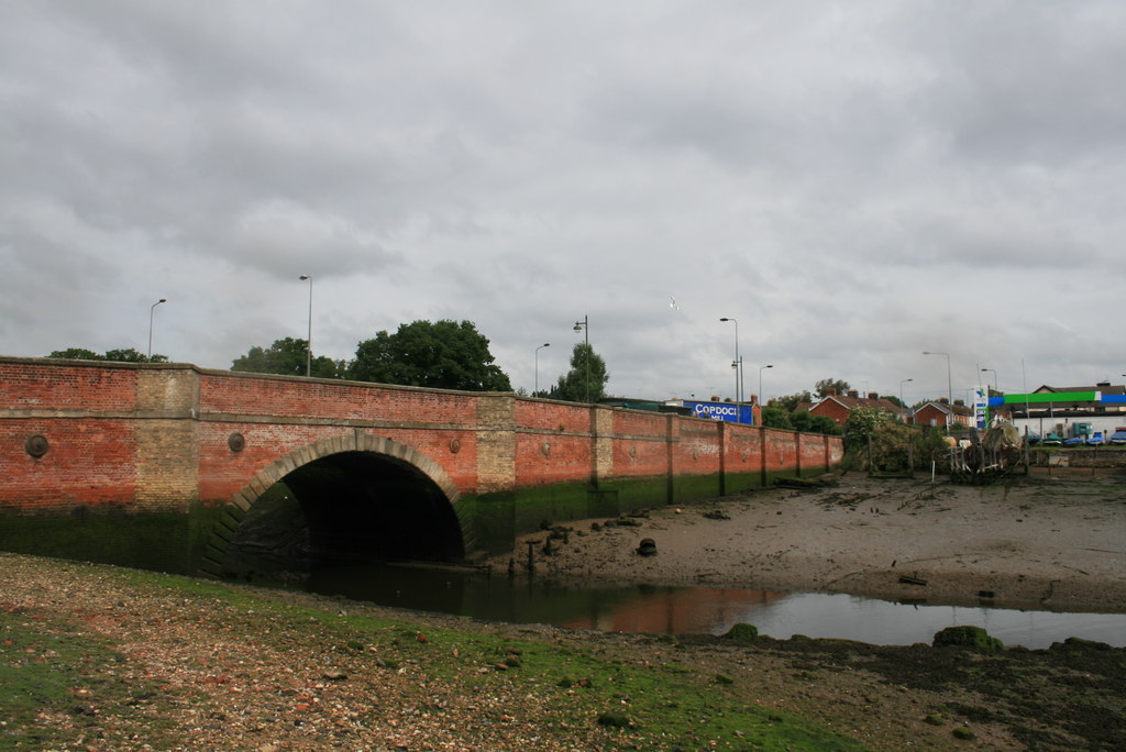 The old Bourne Bridge at low tide © Paul Franks Geograph Britain and