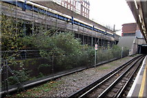 TQ2678 : Building work by the westbound platform at South Kensington by Philip Jeffrey