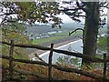 Llanbedrog beach through the trees