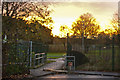 Footbridge and sunset