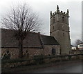 SO4107 : Winter view of the north side of St Cadoc's Church, Raglan by Jaggery