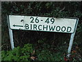 Direction sign to Birchwood numbers, Shenley