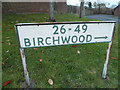 Direction sign to Birchwood numbers, Shenley