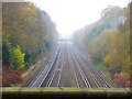 Looking west on railway line towards Brookwood Station