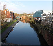 SO8555 : Canal between two bridges in Worcester by Jaggery