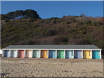 SZ0790 : Westbourne: pastel beach huts between Durley and Middle Chines by Chris Downer