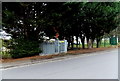 Acacia Grove electricity substation amid trees, Swindon