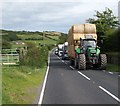 Tail back behind agricultural traffic on the A50 (Bann Road)