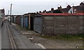 Lockup garages in a lane near St Marys Grove, Swindon