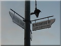 Fingerposts on the roundabout on Kingswood Road