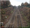 Railway cutting south of Malvern Link railway station