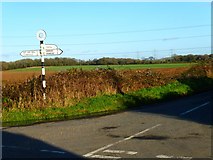 SU6714 : Signpost at junction of Old Mill Lane and the lane to Lovedean by Shazz