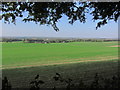 View across large field towards Lacton Manor from North Downs Way below Westwell Downs