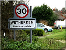 TM0062 : Wetherden Village Name sign on Park Road by Geographer