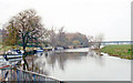 Downstream on River Avon at Bredon, 1989