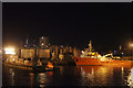 NJ9505 : Lifeboat station and Clipper Quay, Aberdeen harbour, at night by Mike Pennington