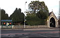 Bus shelter near the entrance to Highbridge Cemetery