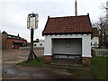 TM2867 : The Dennington Queen Restaurant sign & Bus Stop by Geographer