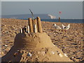 SZ1491 : Southbourne: a sandcastle and an Isle of Wight view by Chris Downer