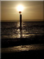 SZ1490 : Southbourne: a groyne beacon at almost sunset by Chris Downer