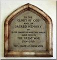 The Ascension, Balham - War Memorial WWI