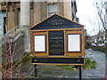 The notice board outside St Mellitus Roman Catholic Church, Tollington Park