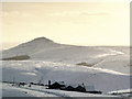 SJ9769 : Snowy Sunset over  Shutlingsloe from above Stake Farm by Gary Rogers