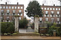 View of one of the entrances into the Geffrye Museum from Kingsland Road