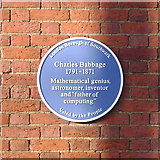 TQ3278 : Walworth Clinic – blue plaque for Charles Babbage, corner of Larcom Street by Robin Stott